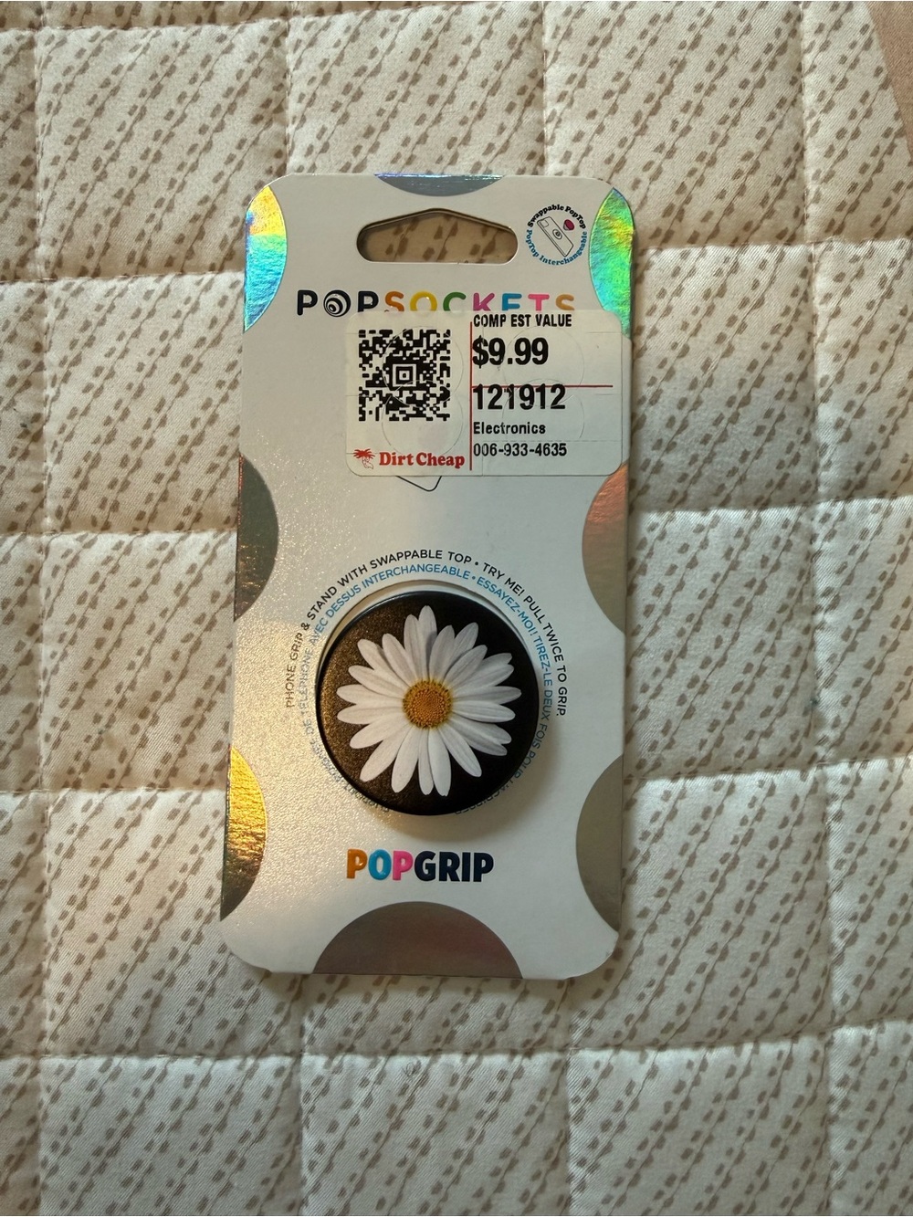 PopSocket PopGrip Black with White Daisy